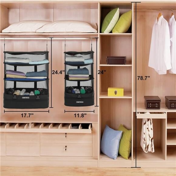 Portable Hanging Travel Shelves Bag Packing Cube Organizer Suitcase Storage - Picture 5 of 7